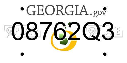 08762Q3 Georgia License Plate