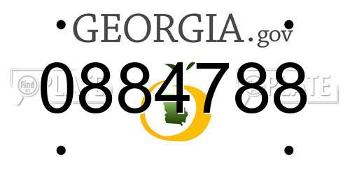 0884788 Georgia License Plate