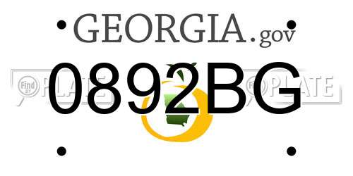 0892BG Georgia License Plate