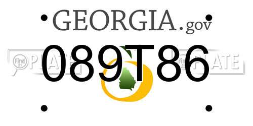 089T86 Georgia License Plate