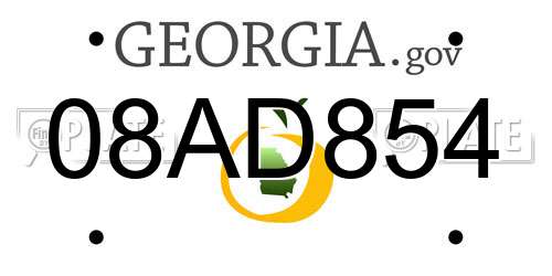08AD854 Georgia License Plate
