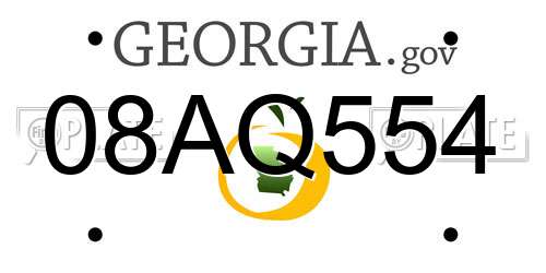 08AQ554 Georgia License Plate