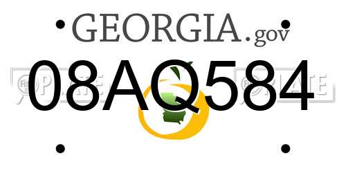 08AQ584 Georgia License Plate