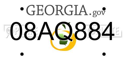 08AQ884 Georgia License Plate
