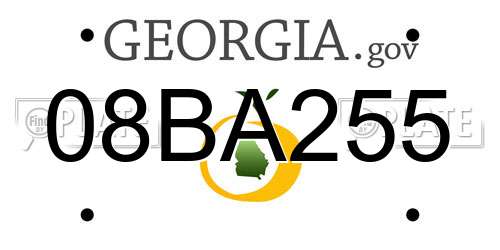 08BA255 Georgia License Plate