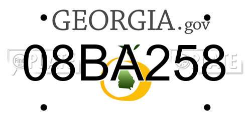 08BA258 Georgia License Plate