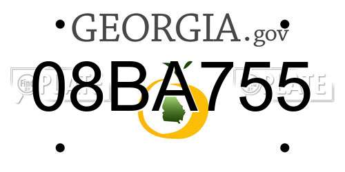 08BA755 Georgia License Plate