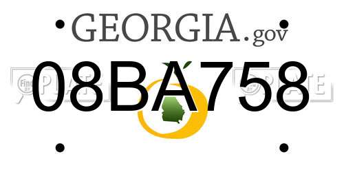 08BA758 Georgia License Plate