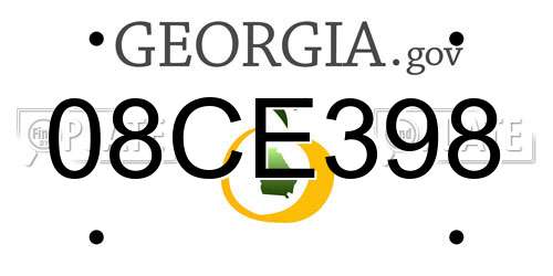 08CE398 Georgia License Plate