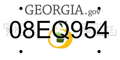 08EQ954 Georgia License Plate