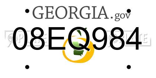 08EQ984 Georgia License Plate
