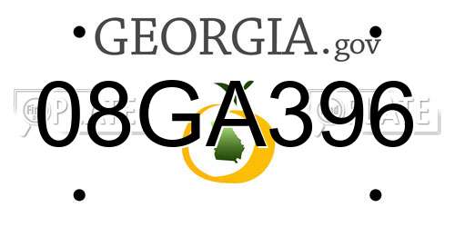 08GA396 Georgia License Plate