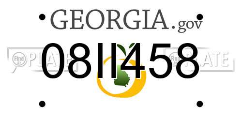 08II458 Georgia License Plate