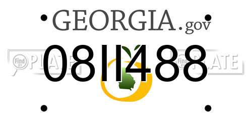 08II488 Georgia License Plate