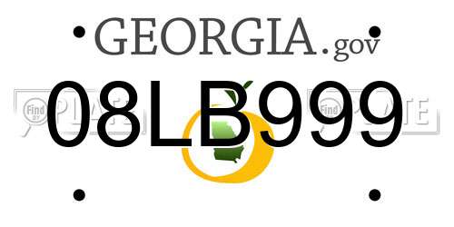 08LB999 Georgia License Plate