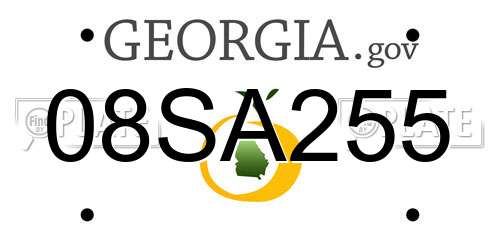 08SA255 Georgia License Plate