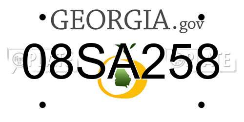 08SA258 Georgia License Plate