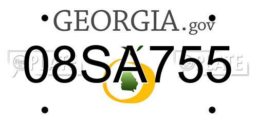 08SA755 Georgia License Plate