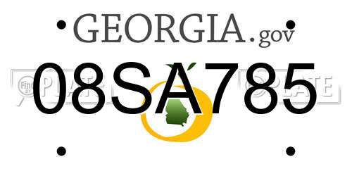 08SA785 Georgia License Plate