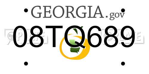 08TQ689 Georgia License Plate