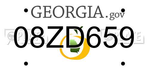 08ZD659 Georgia License Plate
