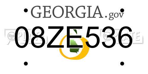 08ZE536 Georgia License Plate