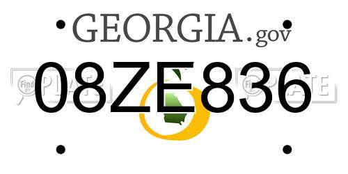 08ZE836 Georgia License Plate