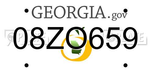 08ZO659 Georgia License Plate