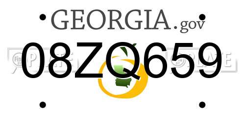 08ZQ659 Georgia License Plate