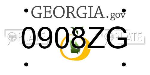 0908ZG Georgia License Plate