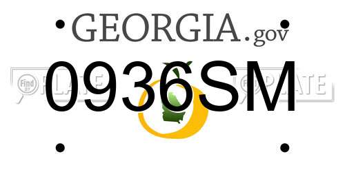 0936SM Georgia License Plate