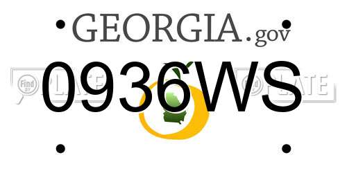 0936WS Georgia License Plate