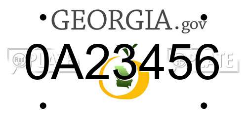 0A23456 Georgia License Plate