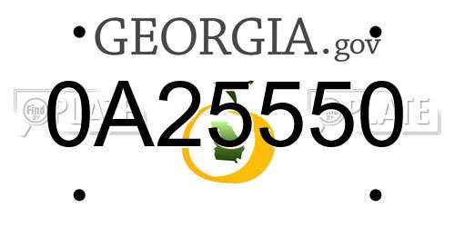 0A25550 Georgia License Plate