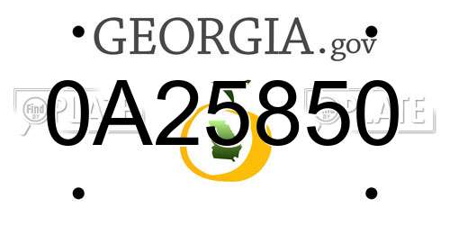 0A25850 Georgia License Plate