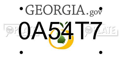 0A54T7 Georgia License Plate