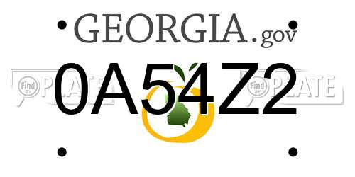 0A54Z2 Georgia License Plate