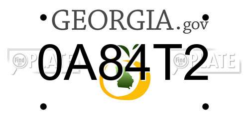 0A84T2 Georgia License Plate