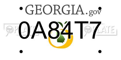 0A84T7 Georgia License Plate