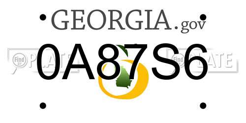 0A87S6 Georgia License Plate
