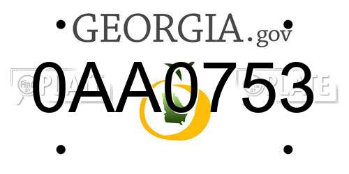 0AA0753 Georgia License Plate