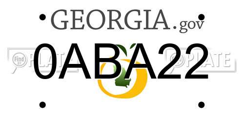 0ABA22 Georgia License Plate