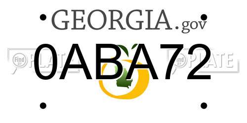 0ABA72 Georgia License Plate