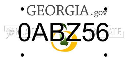 0ABZ56 Georgia License Plate