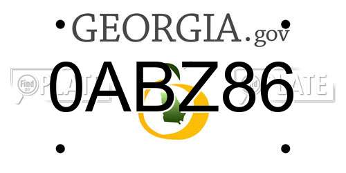 0ABZ86 Georgia License Plate