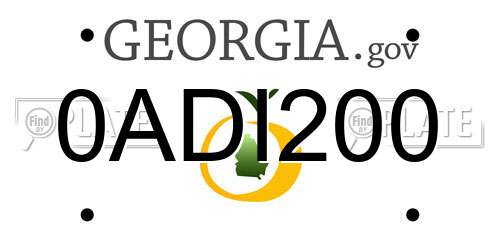 0ADI200 Georgia License Plate