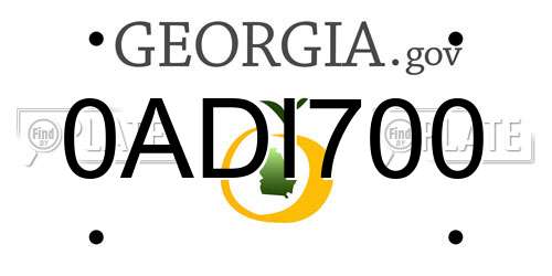 0ADI700 Georgia License Plate