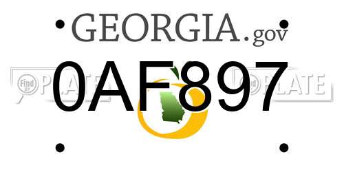 0AF897 Georgia License Plate