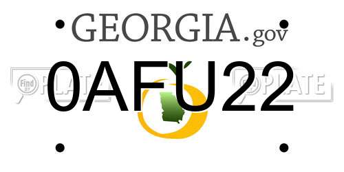 0AFU22 Georgia License Plate