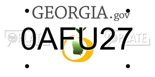 0AFU27 Georgia License Plate